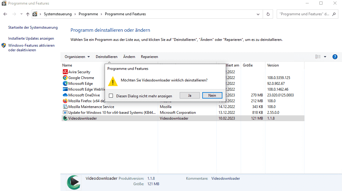 Deinstallieren Step 3 Deinstallieren Step 3